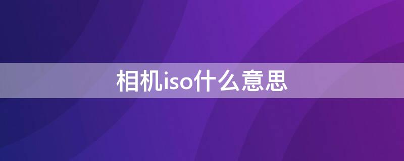 相机iso什么意思