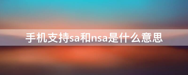 手机支持sa和nsa是什么意思（手机里面nsa+sa模式好吗）