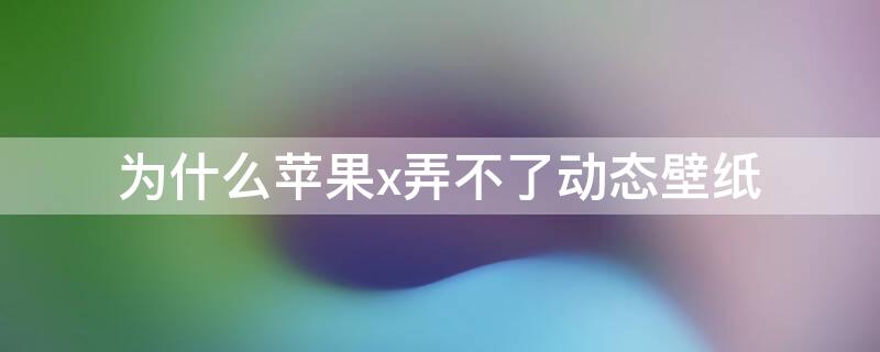 为什么iPhonex弄不了动态壁纸 苹果x为什么弄不了动态壁纸