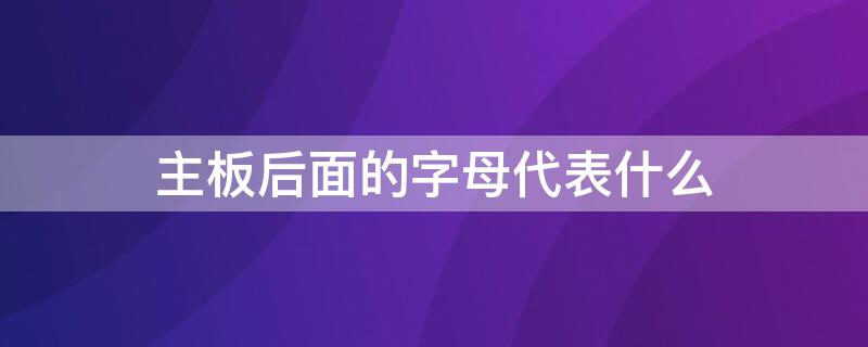 主板后面的字母代表什么 主板前面的字母