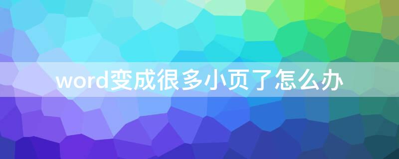 word变成很多小页了怎么办 文档变成了很多小页怎么办