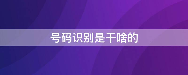 号码识别是干啥的（号码识别什么意思）