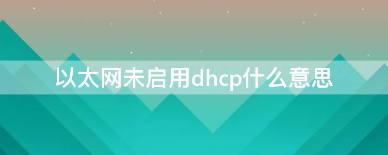 以太网未启用dhcp什么意思 以太网络未启用DHCP