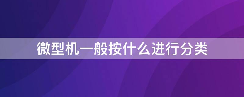 微型机一般按什么进行分类 微型机可分为