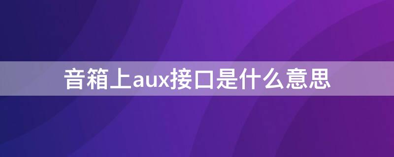 音箱上aux接口是什么意思 音响上面aux接口是什么意思