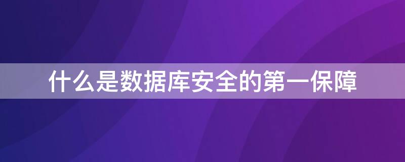 什么是数据库安全的第一保障（什么是数据安全的第一道保障）