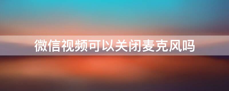 微信视频可以关闭麦克风吗（微信视频可以关麦克风嘛）