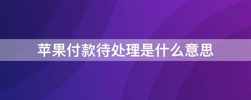 iPhone付款待处理是什么意思 苹果付款待处理