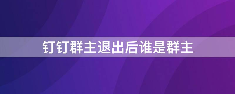 钉钉群主退出后谁是群主 钉钉群主退群后再进群还是群主吗?