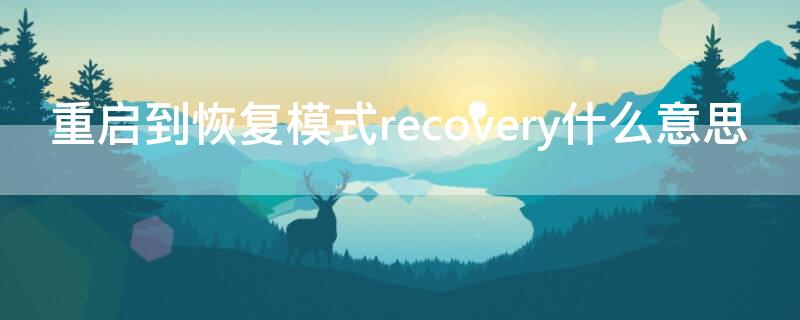 重启到恢复模式recovery什么意思 重启恢复到recovery是什么意思