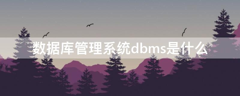 数据库管理系统dbms是什么 数据库管理系统dbms是什么系统