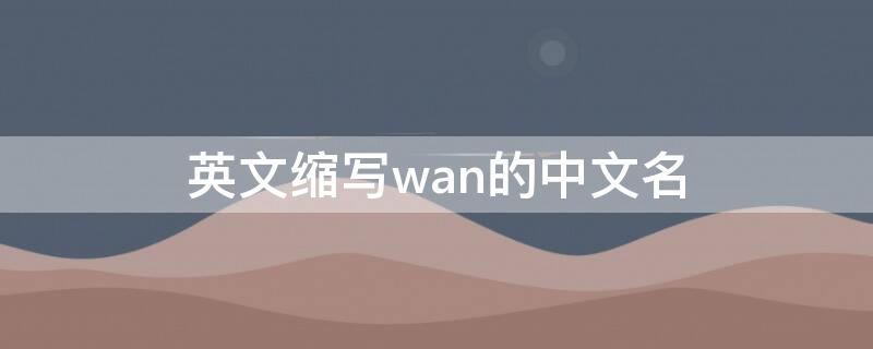英文缩写wan的中文名 wan的中文名称是什么