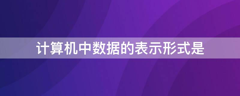 计算机中数据的表示形式是 计算机中数据的表示形式是十进制