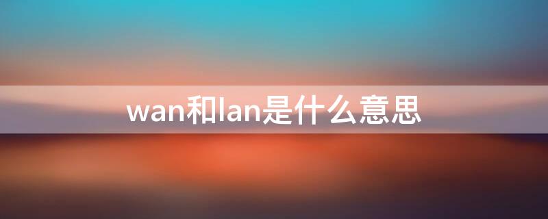 wan和lan是什么意思（lan/wan是什么意思）