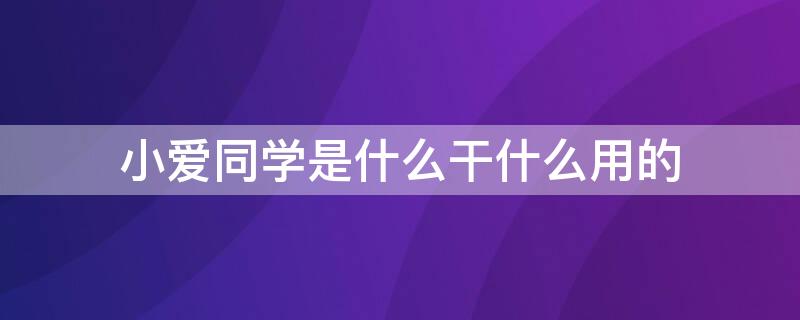 小爱同学是什么干什么用的（小爱同学是什么东西啊）