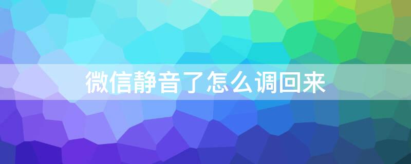 微信静音了怎么调回来 华为手机微信静音了怎么调回来