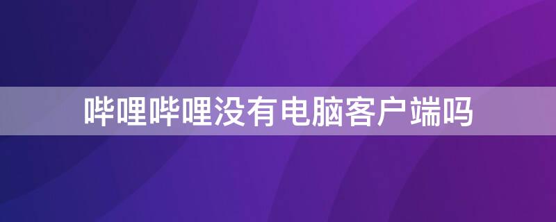 哔哩哔哩没有电脑客户端吗（哔哩哔哩没有电脑客户端吗?）