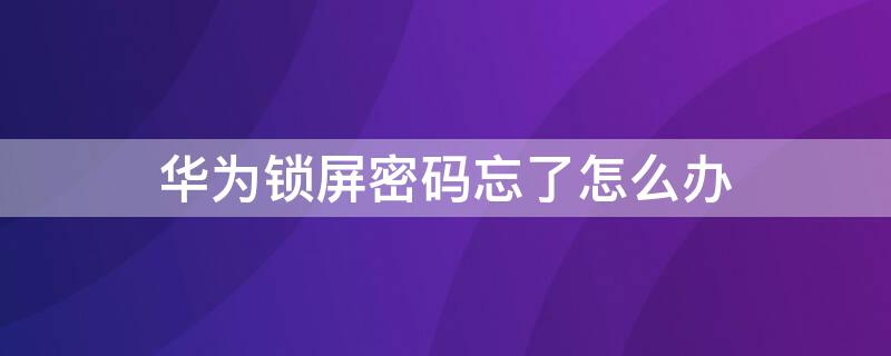 华为锁屏密码忘了怎么办 华为锁屏密码忘了怎么办 解决办法