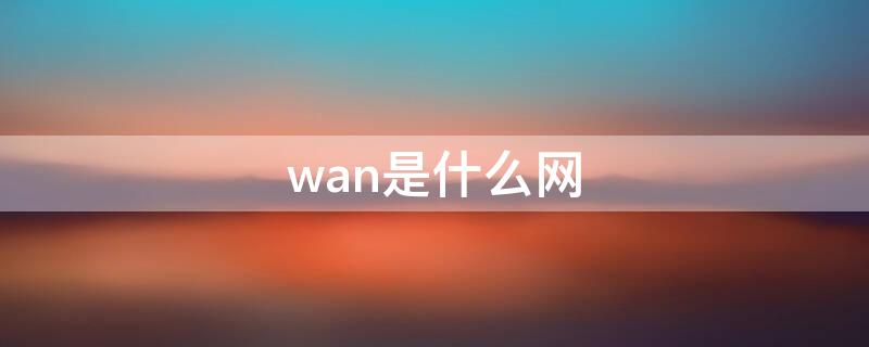 wan是什么网 WAn是什么网络的英文缩写