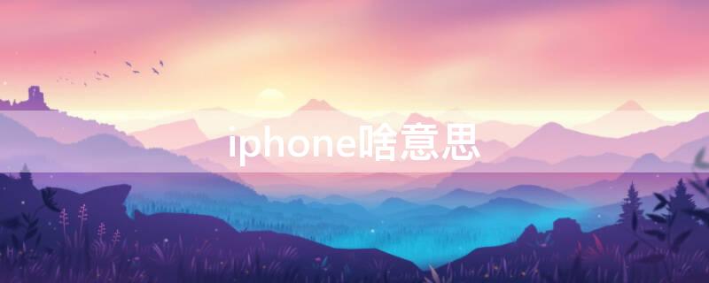 iPhone啥意思 Iphone啥意思