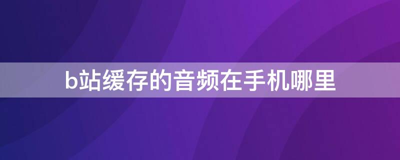 b站缓存的音频在手机哪里 b站里缓存的音频在哪里