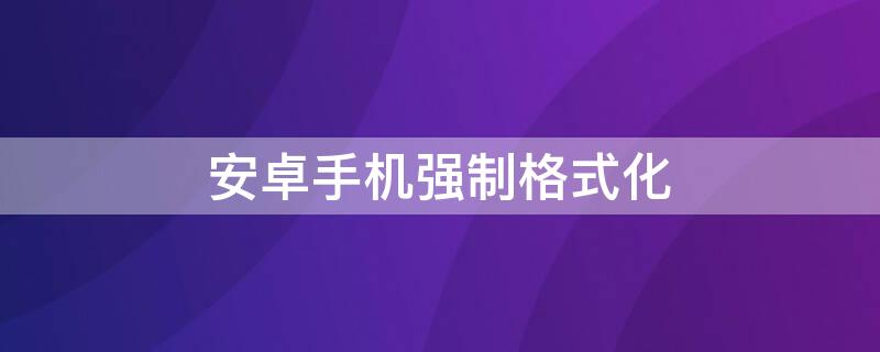 安卓手机强制格式化 安卓手机强制格式化软件