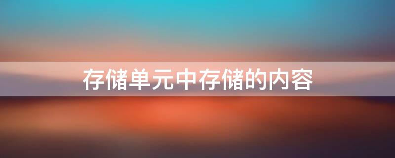 存储单元中存储的内容 存储单元中存储的内容包括