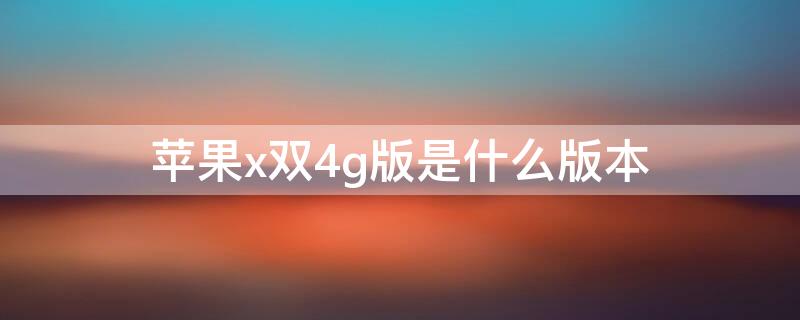 iPhonex双4g版是什么版本（iphonex支持电信4g吗）