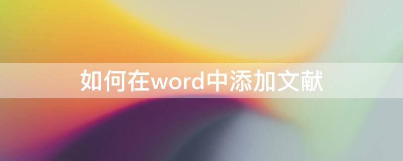 如何在word中添加文献（word怎么加入文献）