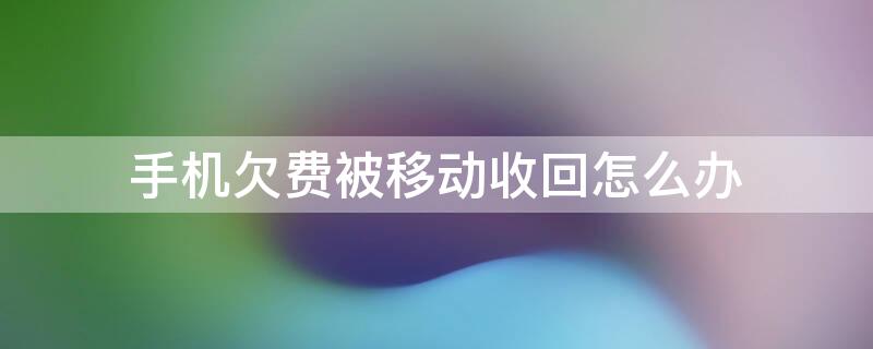 手机欠费被移动收回怎么办 手机欠费被收回了怎么办