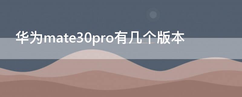 华为mate30pro有几个版本（华为mate30pro有几个版本区别在哪里）