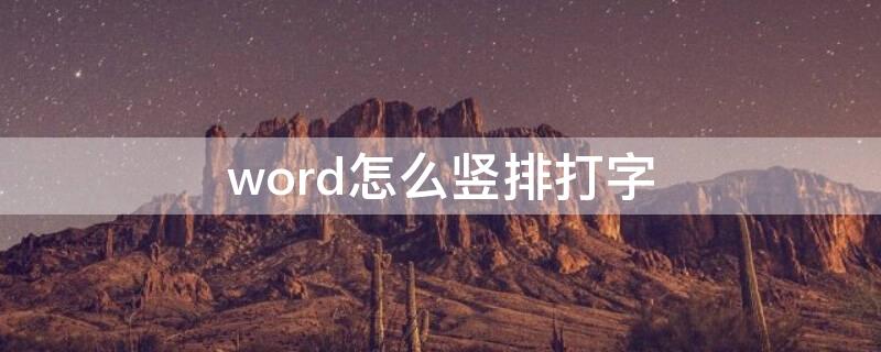 word怎么竖排打字（word如何竖的打字）