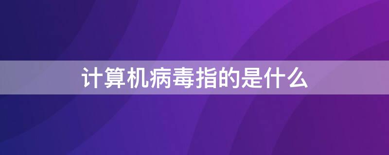 计算机病毒指的是什么 计算机病毒指的是?