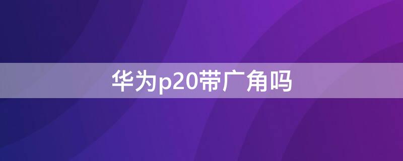 华为p20带广角吗 p20有没有广角