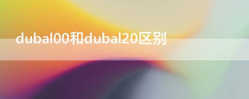 dubal00和dubal20区别 dub al00和 dub al20区别