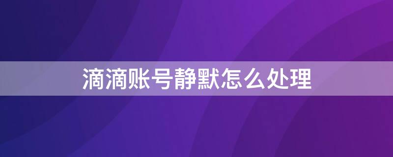 滴滴账号静默怎么处理 滴滴账号静默怎么处理不了