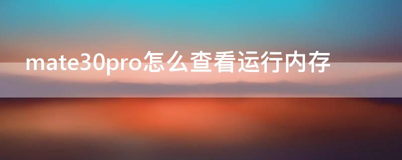 mate30pro怎么查看运行内存（华为mate30pro怎么查看运存）