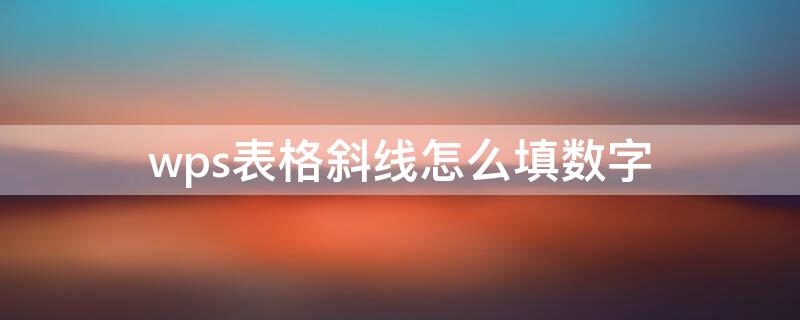 wps表格斜线怎么填数字（wps表格斜线怎么填数字和字母）