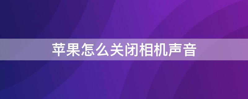 iPhone怎么关闭相机声音（如何关闭iphone相机的声音）