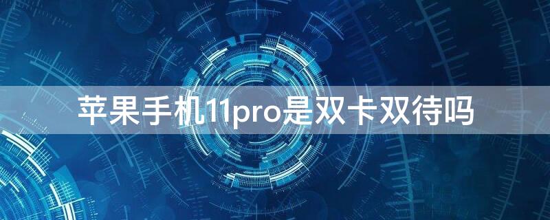 iPhone手机11pro是双卡双待吗（iphone 11pro是双卡双待吗）