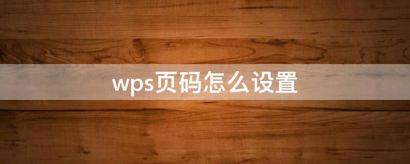 wps页码怎么设置（wps页码怎么设置从第二页开始）