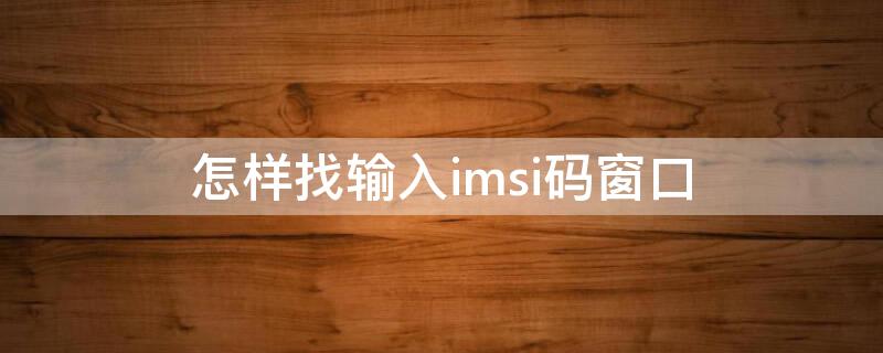 怎样找输入imsi码窗口（在哪输入imsi）