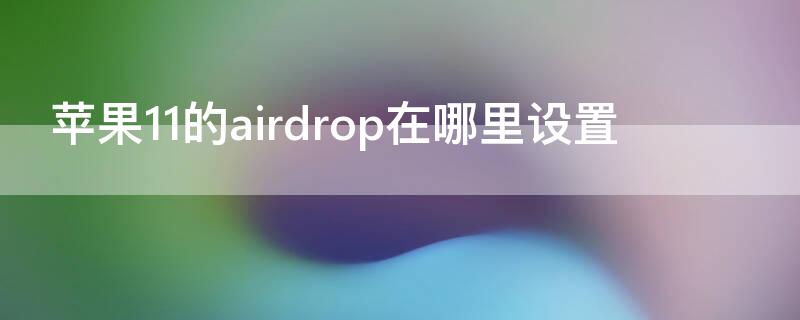 iPhone11的airdrop在哪里设置 iphone11如何开启airdrop