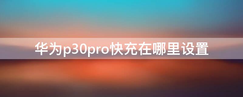 华为p30pro快充在哪里设置（华为p30pro充电设置在哪）