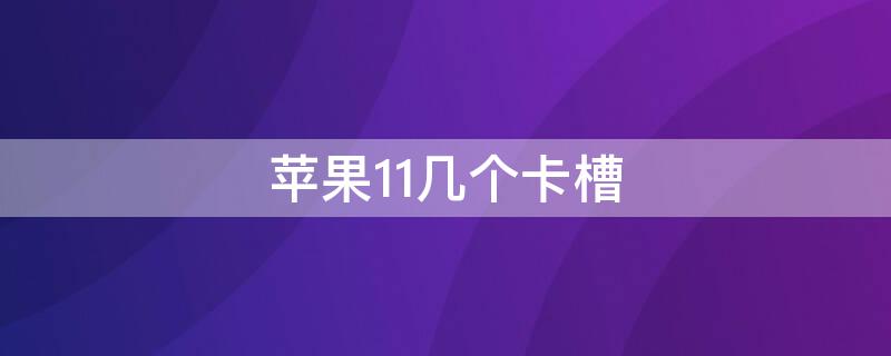 iPhone11几个卡槽（苹果11手机几个卡槽）