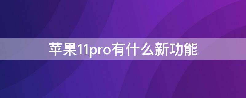 iPhone11pro有什么新功能（iphone 11 pro有什么特别功能）