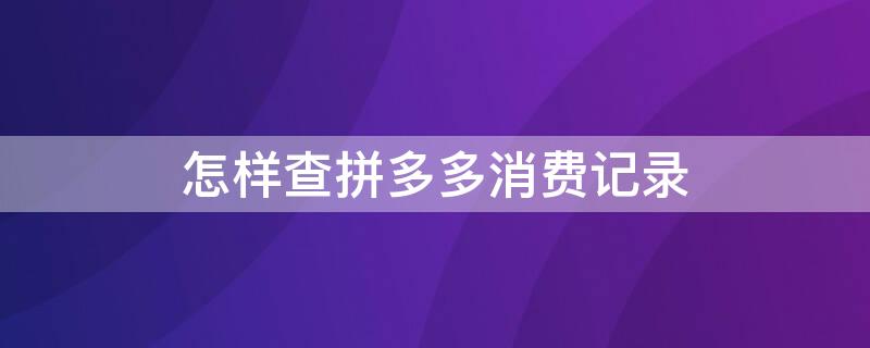 怎样查拼多多消费记录（怎么查拼多多消费记录）