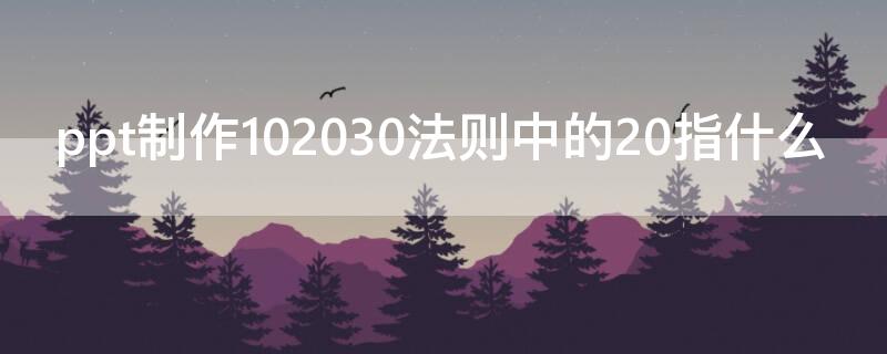 ppt制作102030法则中的20指什么（ppt102030原则）