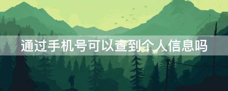 通过手机号可以查到个人信息吗 通过手机号能查出个人信息吗