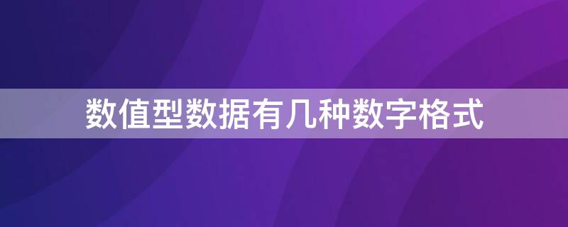 数值型数据有几种数字格式（数值型数据有几种数字格式的）